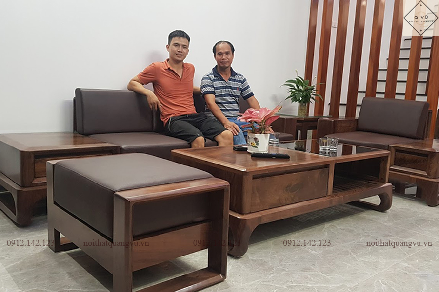 Sofa gỗ óc chó - MS02 - noithatquangvu.vn