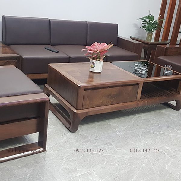 Sofa gỗ óc chó 5 món, thiết kế hiện đại , tỉ mỉ từng chi tiết , đường nét