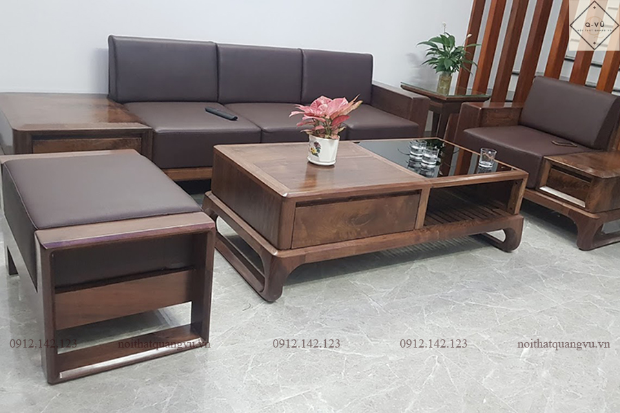 Sofa gỗ óc chó - MS02 - noithatquangvu.vn