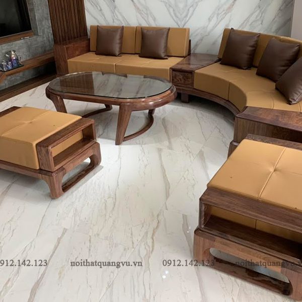 sofa gỗ óc chó chữ J